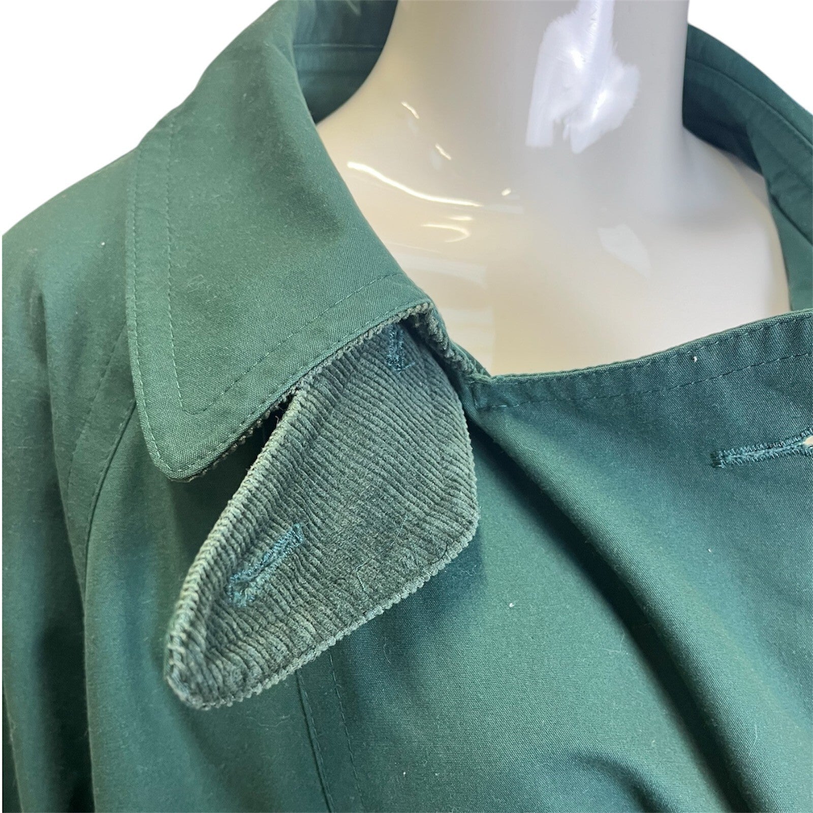 Vintage 70's 80's DANNIMAC ROYALE Green Trench Coat Mac 14-16 Removable Lining