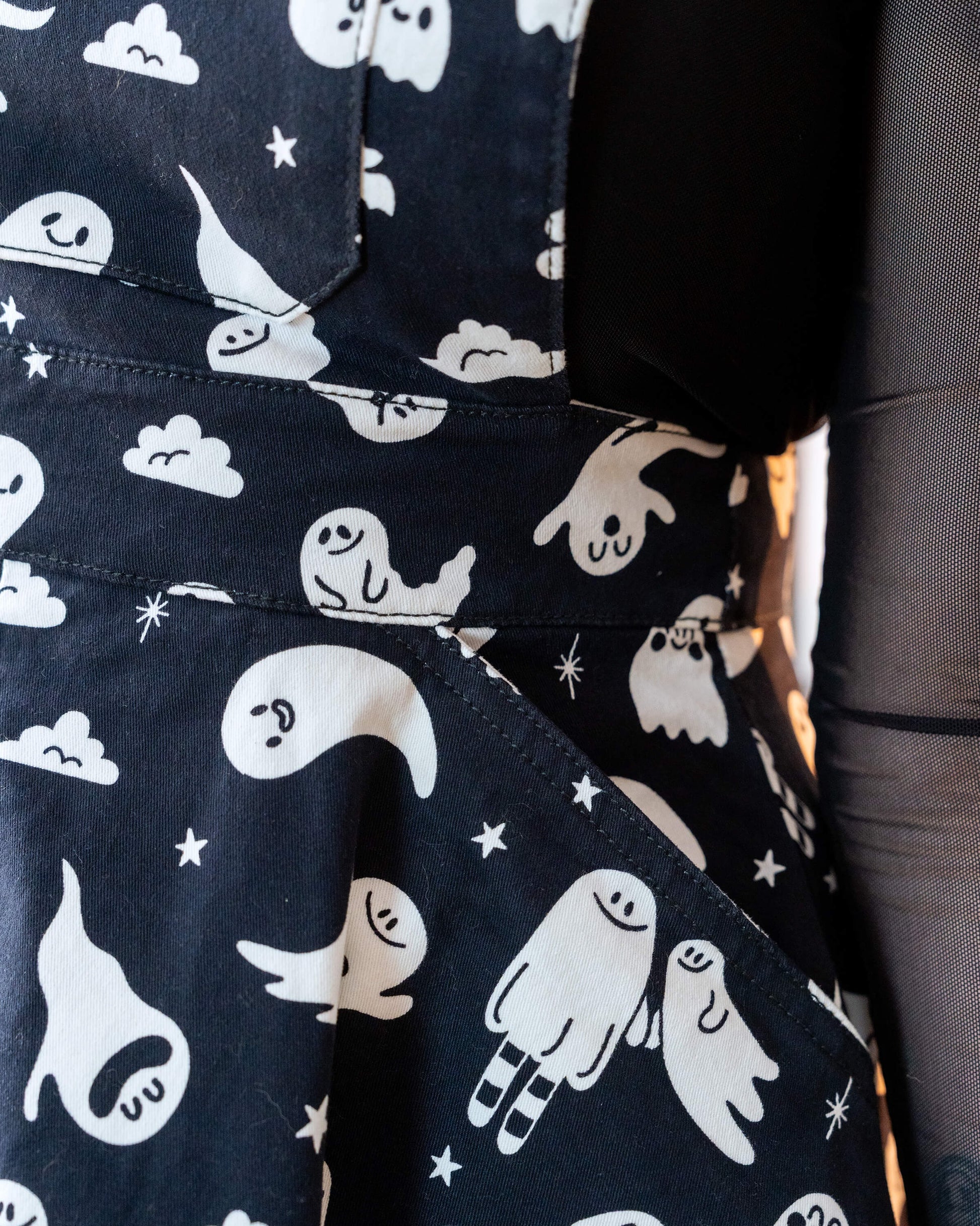 Ghosties Print Pinafore Dress with Pockets by Rebel Romance