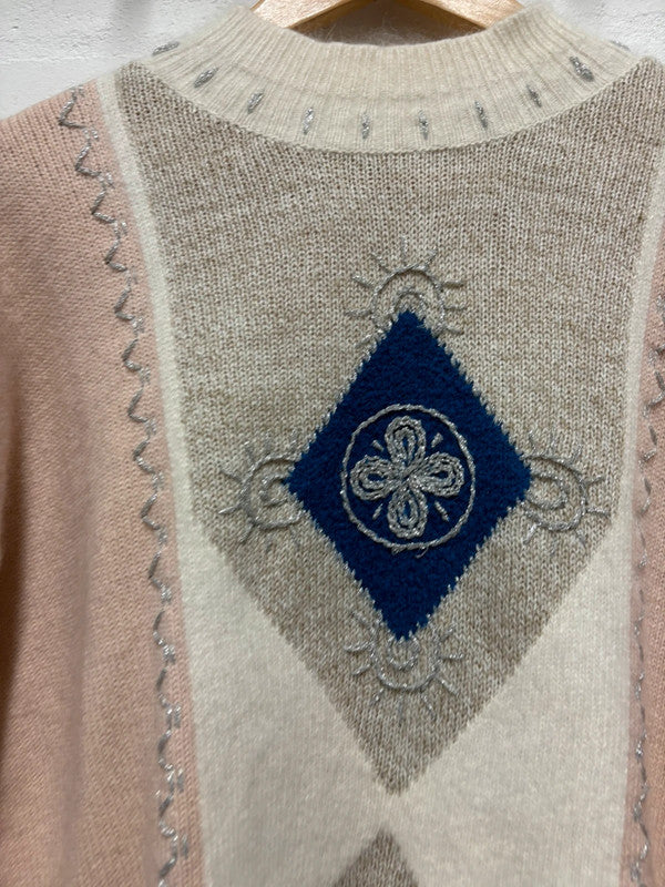 Vintage 80's Jumper M Cosy Cottagecore Pastel Pink Retro Wool Blend