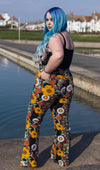 70's Black Floral High Waisted Bell Bottom Flares Jeans by Run and Fly