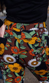 70's Black Floral High Waisted Bell Bottom Flares Jeans by Run and Fly