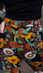 70's Black Floral High Waisted Bell Bottom Flares Jeans by Run and Fly
