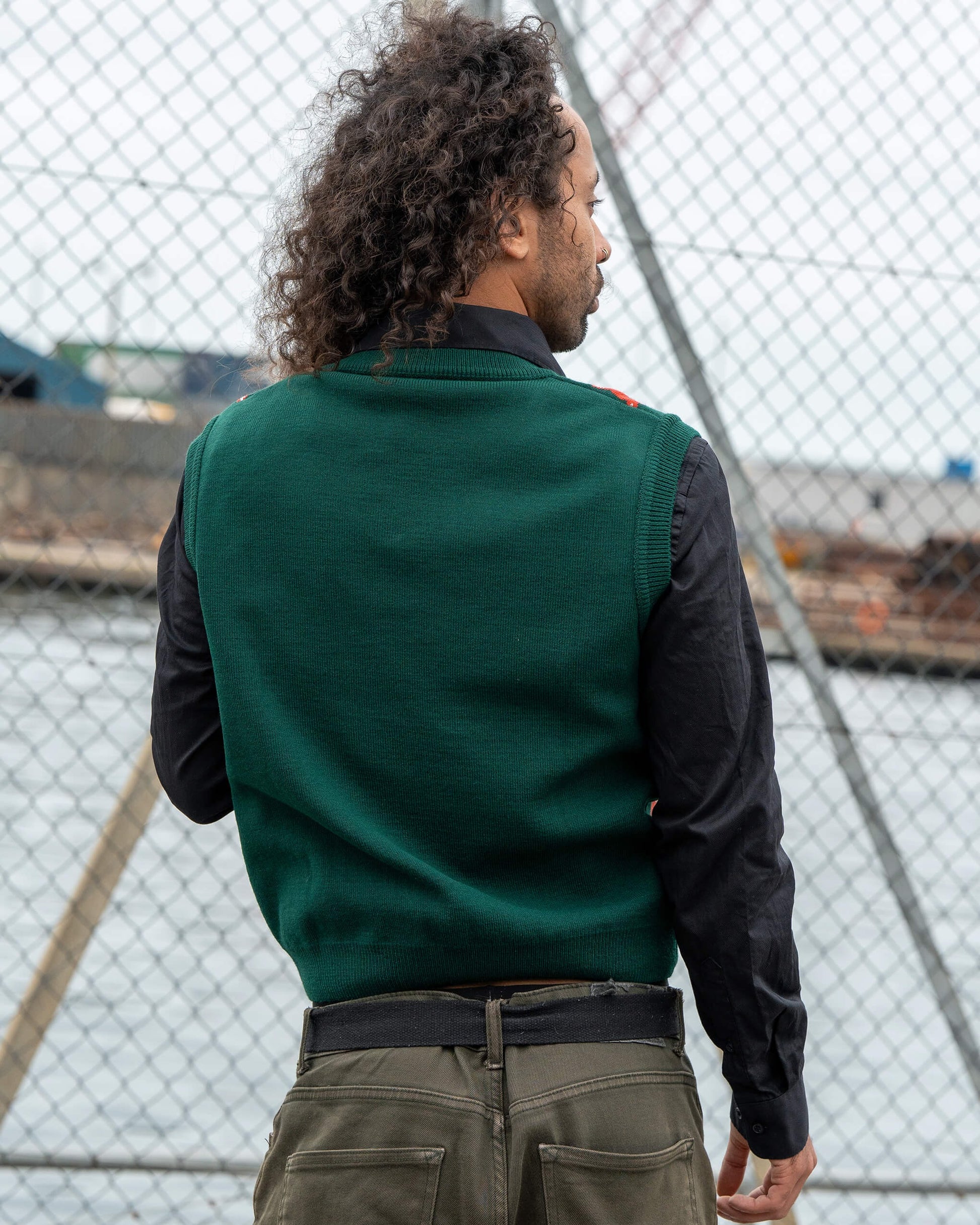 Green Fox V Neck Tank Top Sweater Vest by Run and Fly