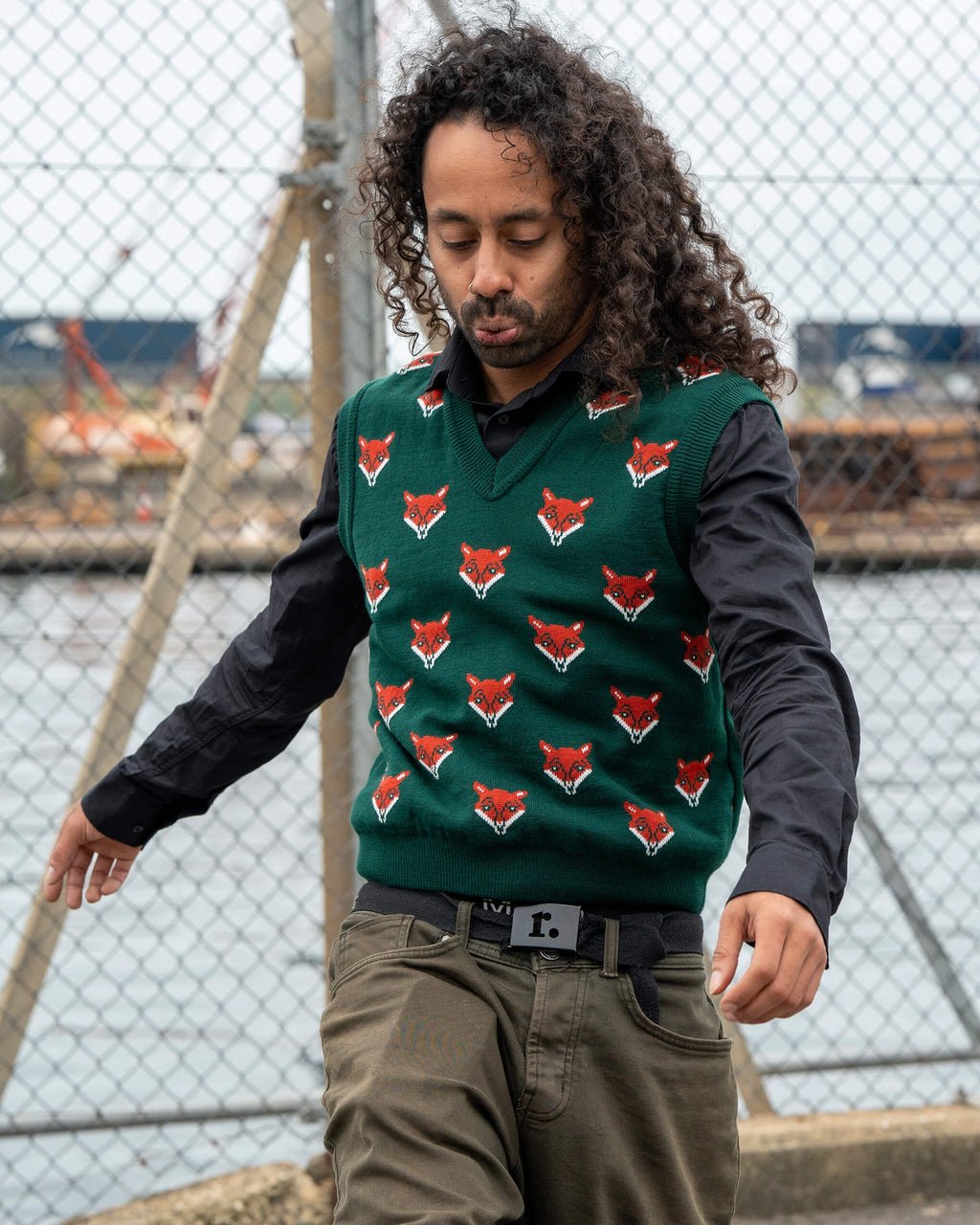 Green Fox V Neck Tank Top Sweater Vest by Run and Fly