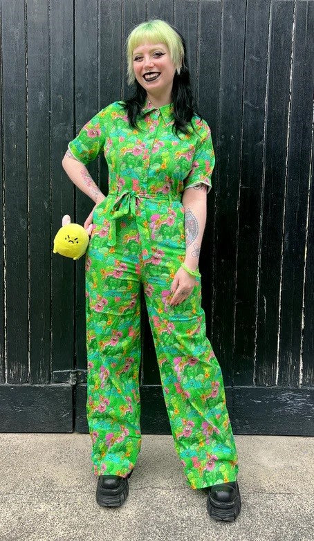 Run and Fly X The Mushroom Babes Frog Print Jumpsuit