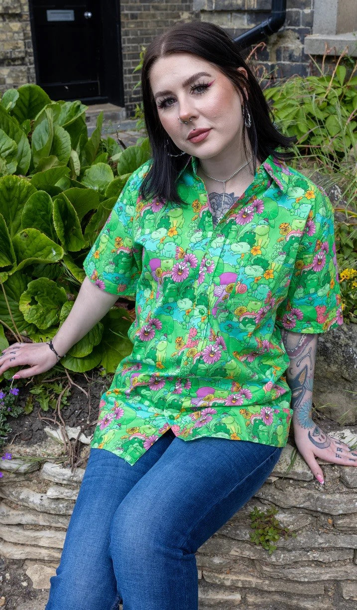 Frog Print Shirt by Run and Fly
