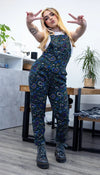 Green Paisley Print Stretch Twill Cotton Dungarees by Run and Fly
