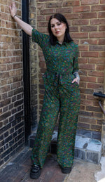 Green Paisley Print Jumpsuit by Run and Fly