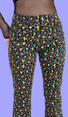 Grey Rainbow Leopard Print Bell Bottom Flares Jeans by Run and Fly