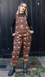 Halloween Frog Print Stretch Twill Cotton Dungarees by Run and Fly