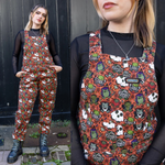 Halloween Frog Print Stretch Twill Cotton Dungarees by Run and Fly