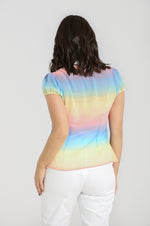 Halo Pastel Rainbow Blouse by Hell Bunny