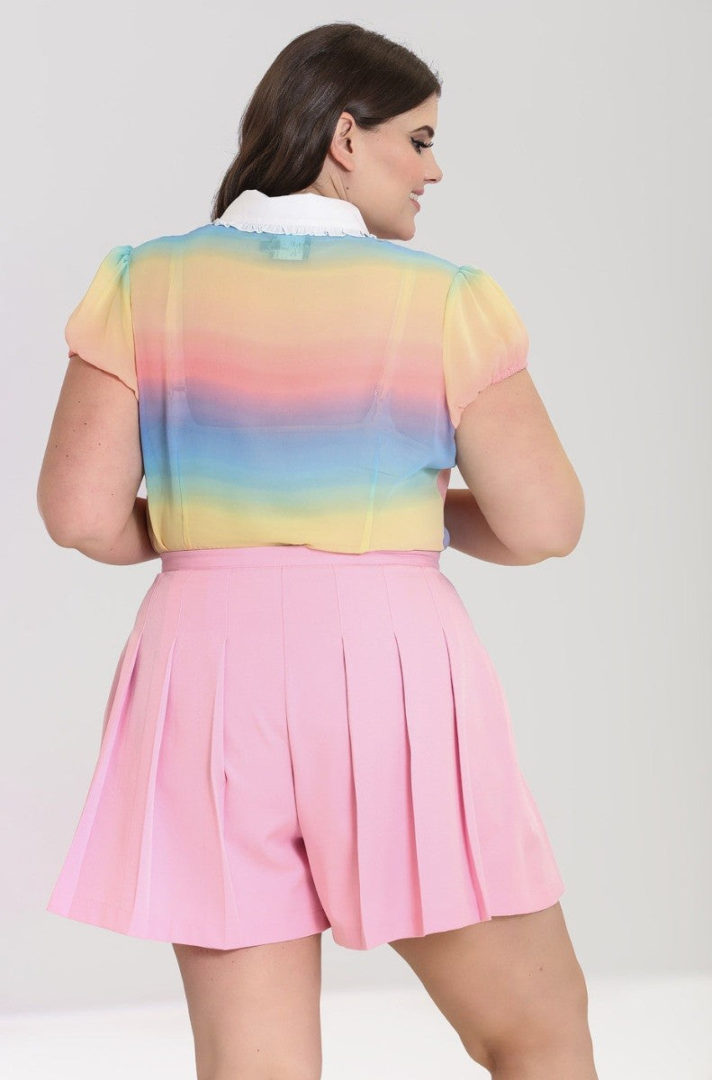 Halo Pastel Rainbow Blouse by Hell Bunny