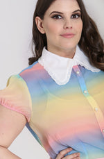 Halo Pastel Rainbow Blouse by Hell Bunny
