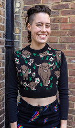 Highland Cow Cropped Tank Top Vest by Run and Fly