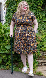 Highland Cow Print Cotton Tea Dress with Pockets by Run and Fly