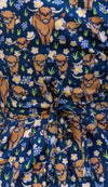 Highland Cow Print Cotton Tea Dress with Pockets by Run and Fly