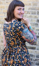 Highland Cow Print Cotton Tea Dress with Pockets by Run and Fly