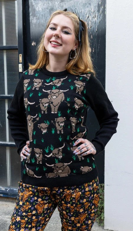 Highland Cow Jumper by Run and Fly