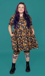 Highland Cow Print Smock Dress with Pockets by Run and Fly