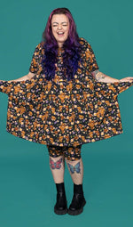 Highland Cow Print Smock Dress with Pockets by Run and Fly
