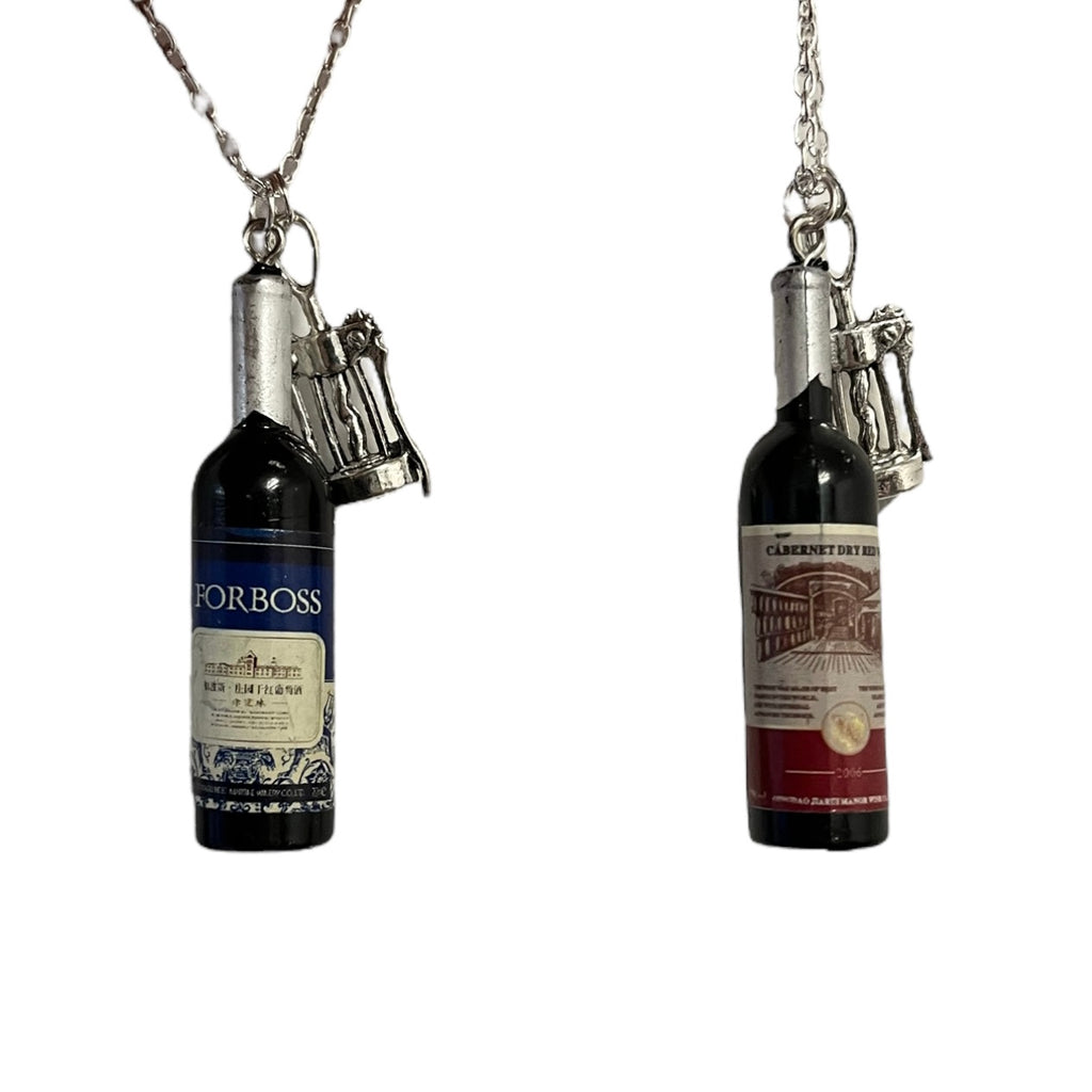 Wine Bottle and Corkscrew Necklace