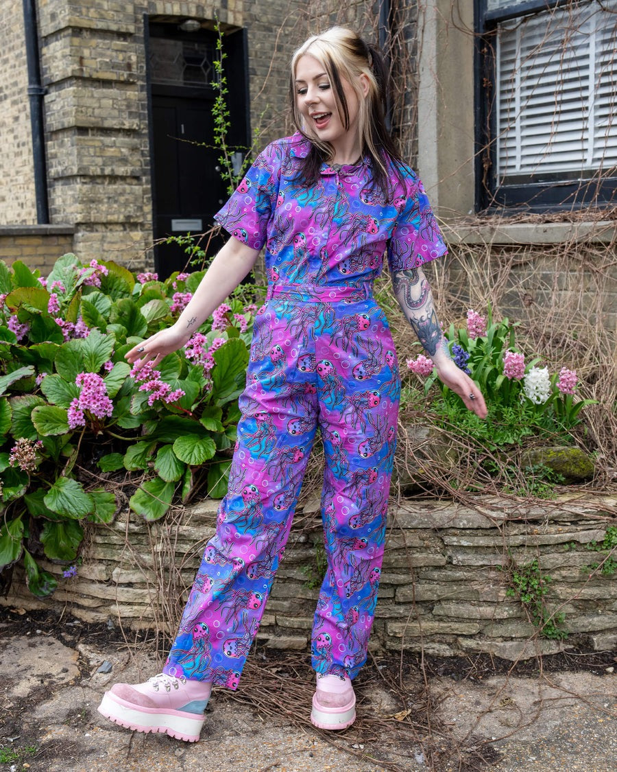 Run and Fly Jellyfish Print Jumpsuit