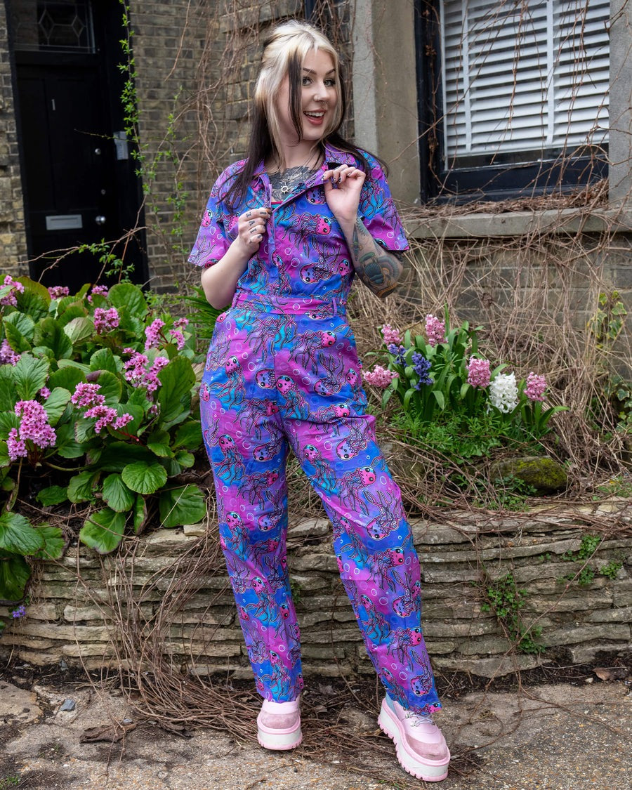 Run and Fly Jellyfish Print Jumpsuit