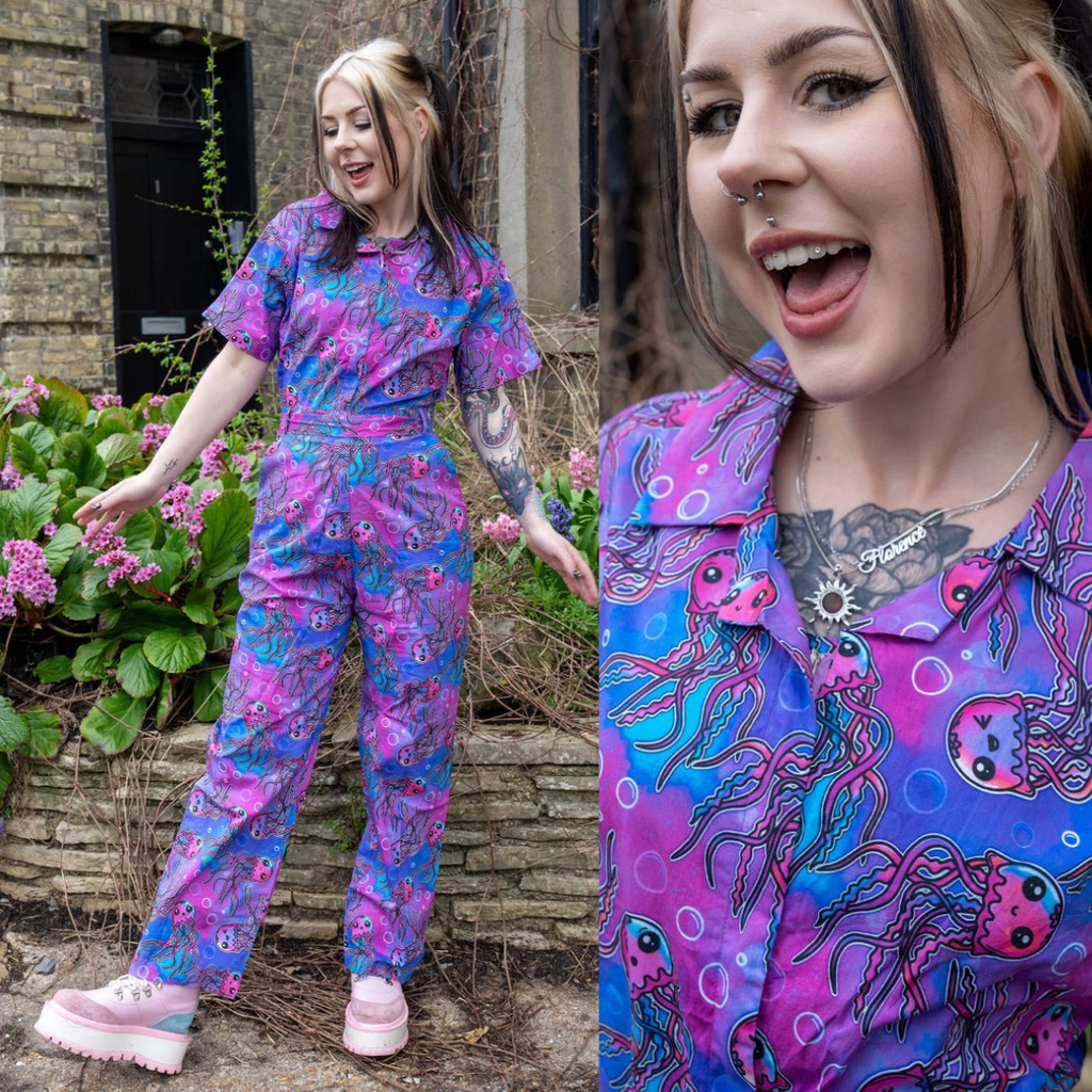 Run and Fly Jellyfish Print Jumpsuit