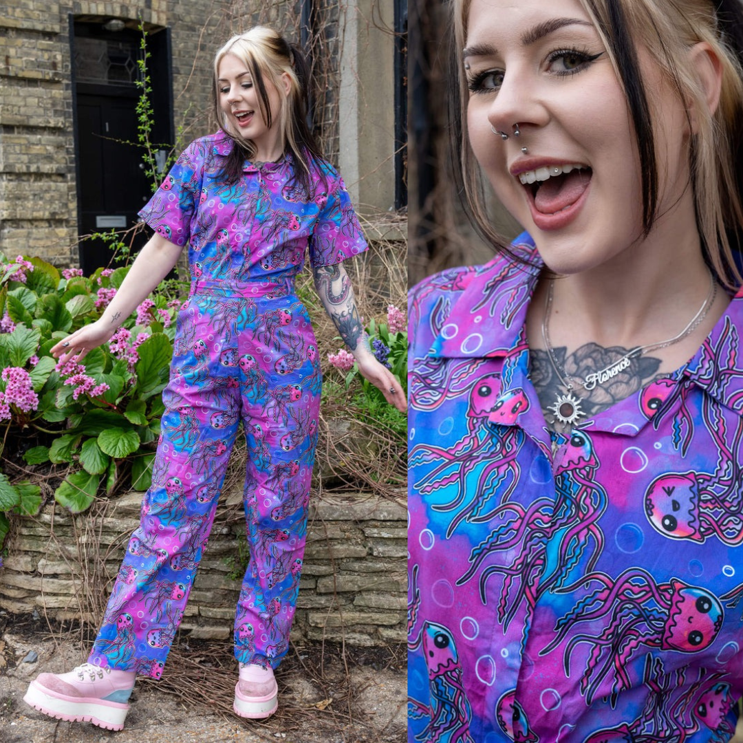 Run and Fly Jellyfish Print Jumpsuit