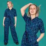 Run and Fly Atlantic Blue Leopard Print Jumpsuit