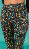 Grey Rainbow Leopard Print Bell Bottom Flares Jeans by Run and Fly
