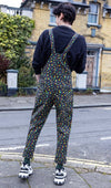 Run and Fly Grey Rainbow Leopard Print Stretch Twill Cotton Dungarees
