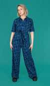 Run and Fly Atlantic Blue Leopard Print Jumpsuit