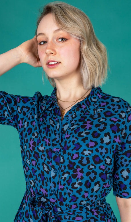 Run and Fly Atlantic Blue Leopard Print Jumpsuit