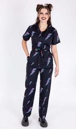 Run and Fly Rainbow Lightning Bolt Print Jumpsuit - New Improved Fit