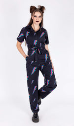 Run and Fly Rainbow Lightning Bolt Print Jumpsuit - New Improved Fit