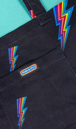 Rainbow Lightning Bolt Tote Bag by Run and Fly