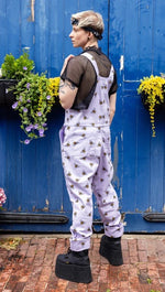 Lavender Bee Print Stretch Twill Cotton Dungarees by Run and Fly