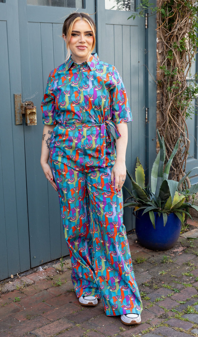 Party Llama Print Jumpsuit by Run and Fly