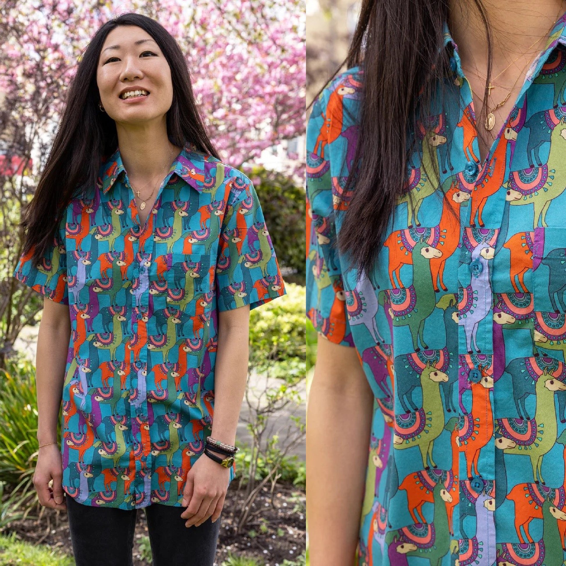 Colourful Llama Print Shirt by Run and Fly