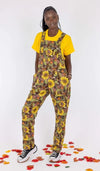 Midnight Blues Floral Print Stretch Twill Cotton Dungarees by Run and Fly
