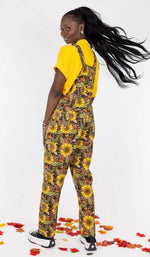 Midnight Blues Floral Print Stretch Twill Cotton Dungarees by Run and Fly