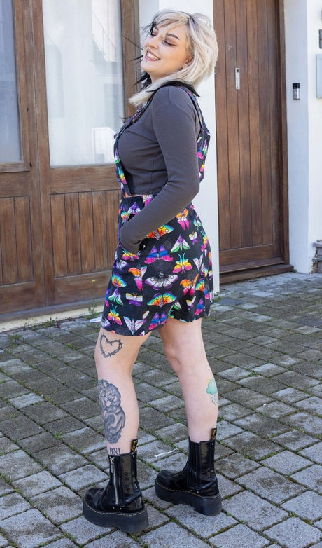 Pride Moths Print Dungaree Pinafore Dress by Run and Fly