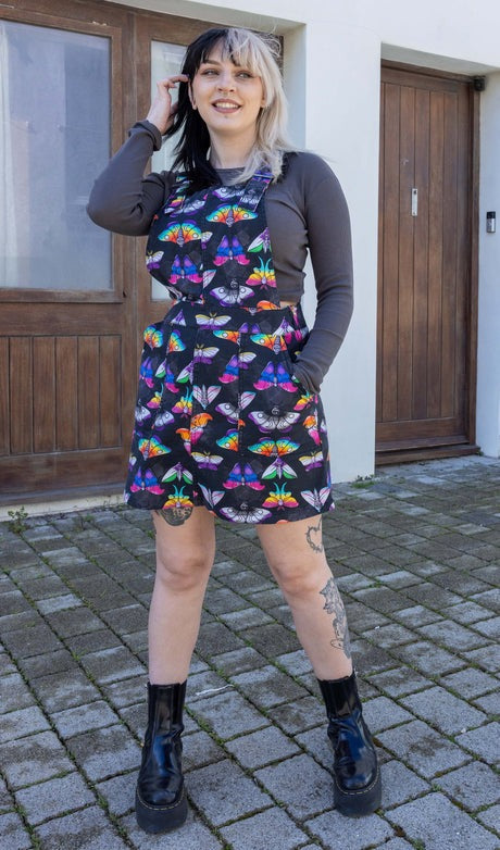 Pride Moths Print Dungaree Pinafore Dress by Run and Fly