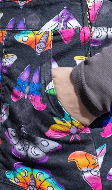 Pride Moths Print Dungaree Pinafore Dress by Run and Fly