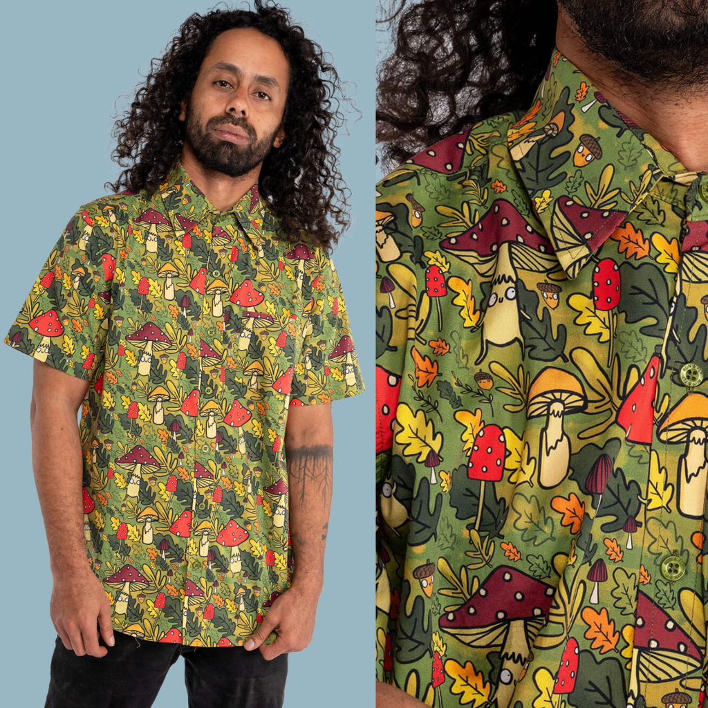 Mushroom Bois Print Shirt by Run and Fly X Katie Abey