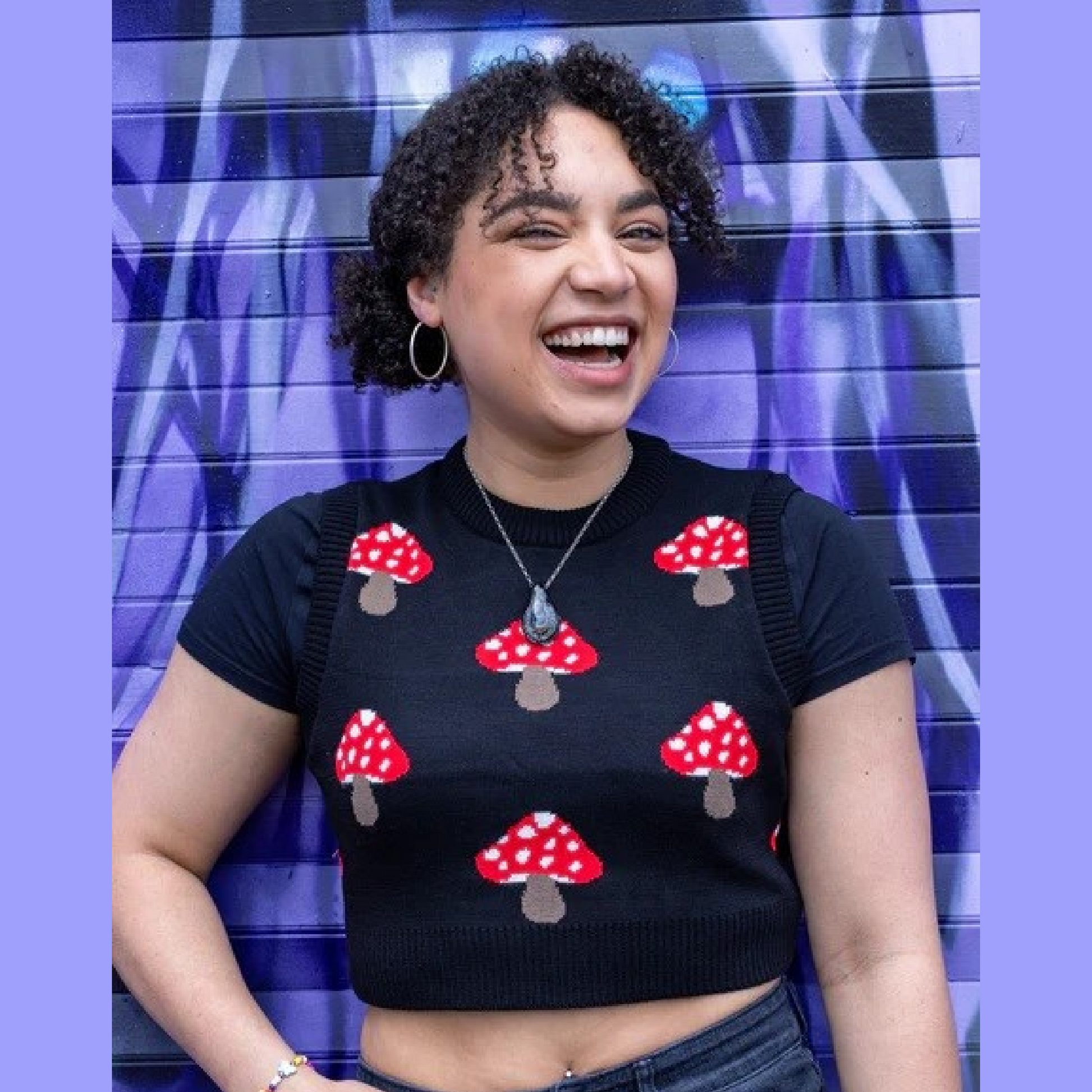Mushroom Cropped Tank Top Vest by Run and Fly