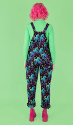 Run and Fly Octopus Love Print Stretch Twill Cotton Dungarees