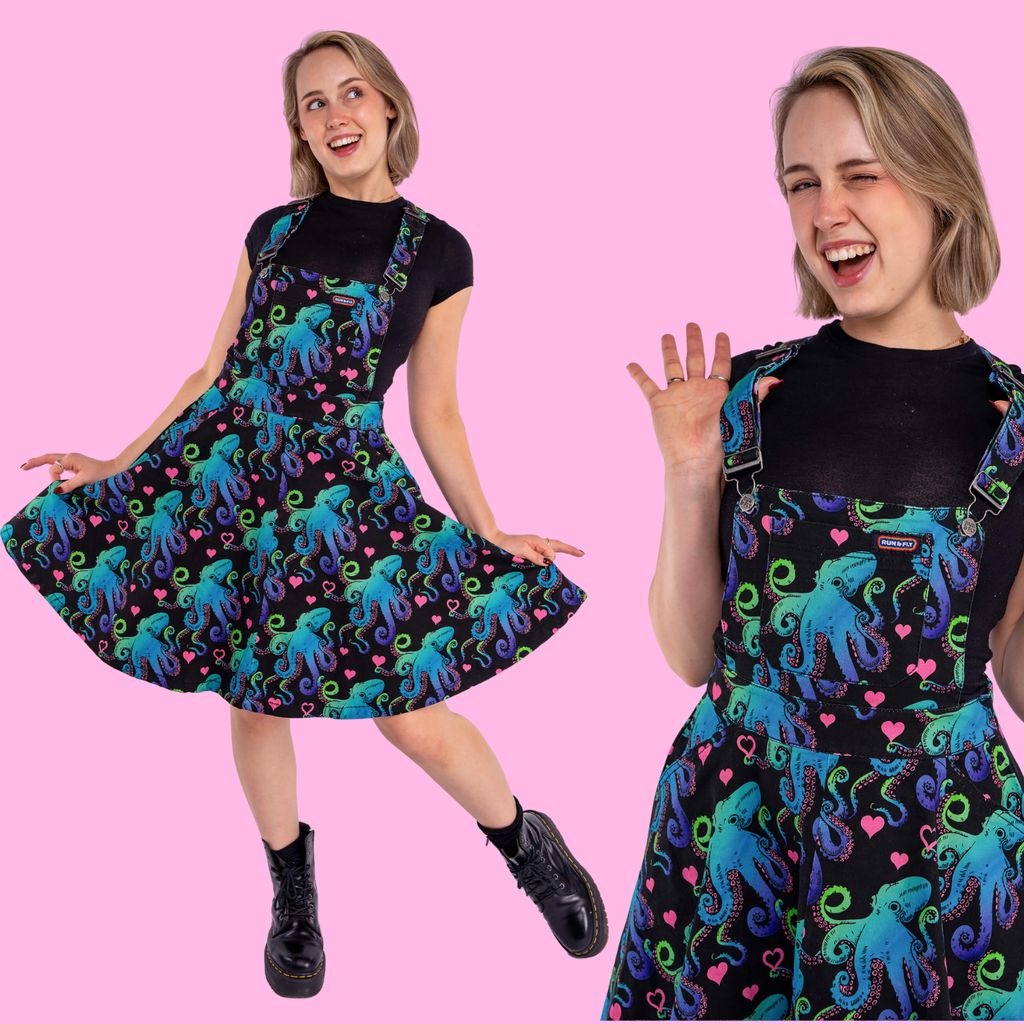 Run and Fly Octopus Love Flared Pinafore Dress